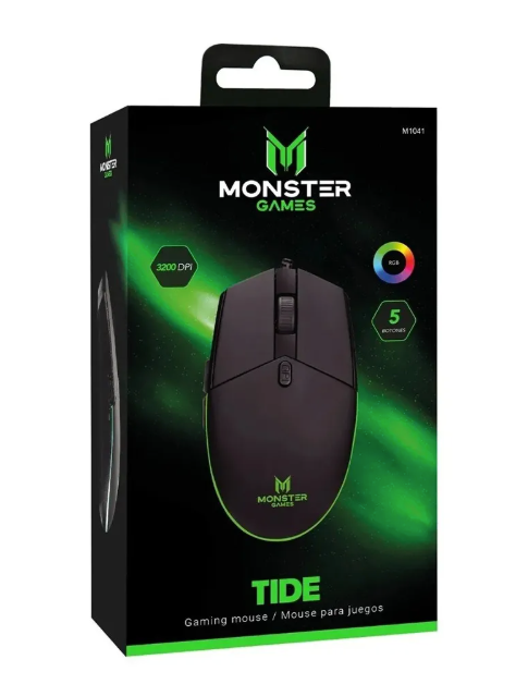 Mouse Gamer Monster Tide 3200dpi 5 Botones Negro