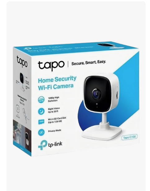 Cámara WI-FI Home Security con memoria MicroSD 128GB Two-Way Audio Tapo, Color Blanco