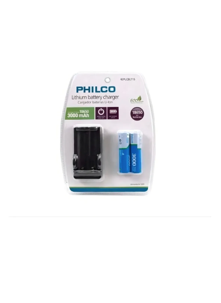 Cargador Philco Para Bateria De Litio 18650 + 2 Baterias