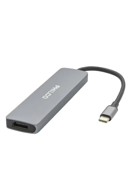Adaptador Multipuerto Philco Usb-c Fj Color Plateado