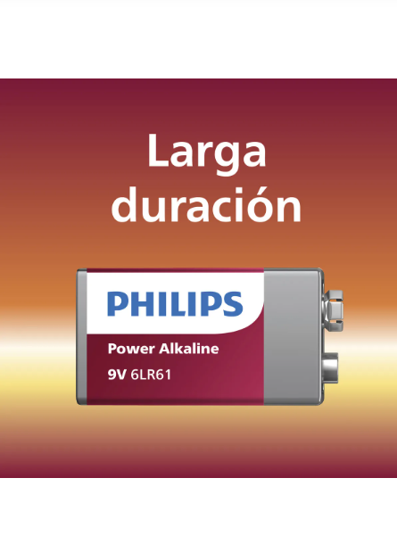 Batería Philips Alcalina 6lr61p1b 9v Rectangular 1 Unidad