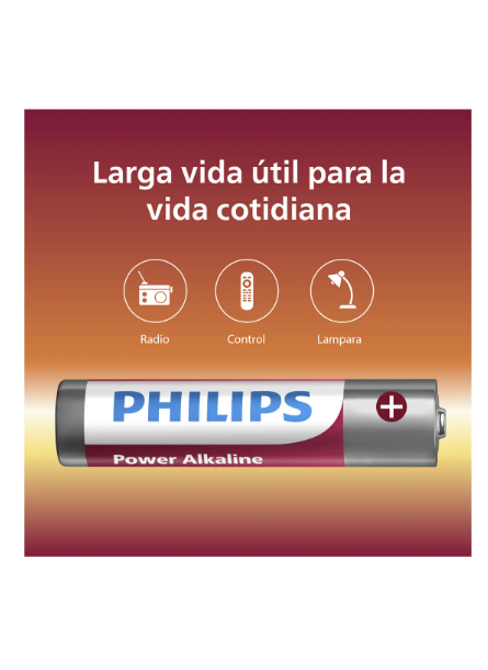 Pilas Alcalinas Aaa Philips Lr03p4b Cilíndrica Blister 4 Uds
