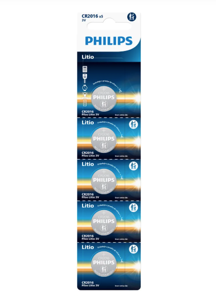 Pilas Botón Cr2016 5 Unidades Philips Lithium Azul 3v