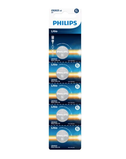 Pila De Boton Cr2025 De 5 Unidades Philips