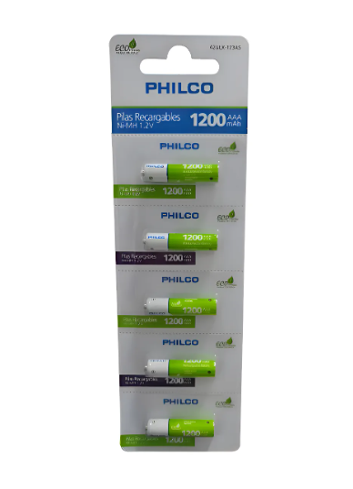 Pilas Tira Recargable Aaa X 5 1200mah Philco
