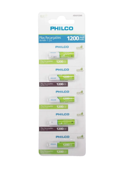 Pilas Tira Recargable Aaa X 5 1200mah Philco