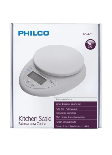 Balanza Digital Cocina 5kg Philco Ks-428 Capacidad máxima 5 kg Color Blanco
