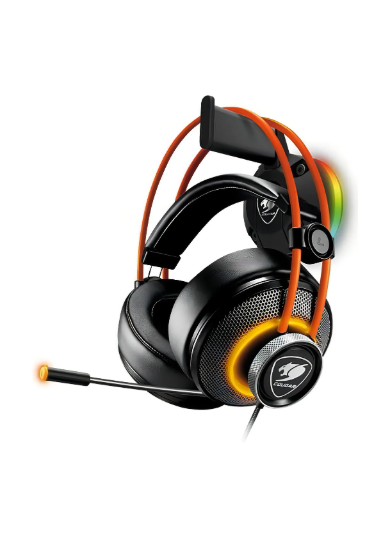 Soporte para auriculares Cougar Bunker S Rgb con conector USB, color negro