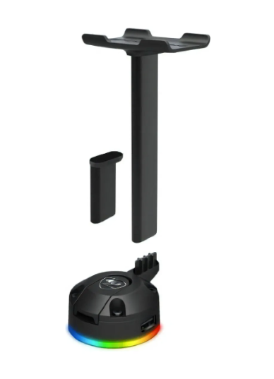 Soporte para auriculares Cougar Bunker S Rgb con conector USB, color negro