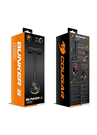 Soporte para auriculares Cougar Bunker S Rgb con conector USB, color negro