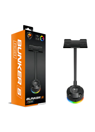 Soporte para auriculares Cougar Bunker S Rgb con conector USB, color negro
