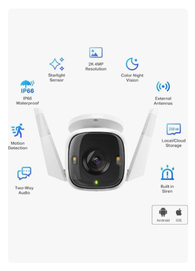 Camara De Seguridad Ip De Exterior Tp Link Tapo C320ws Wifi Con Alarma Resolucion 2k Control De Voz