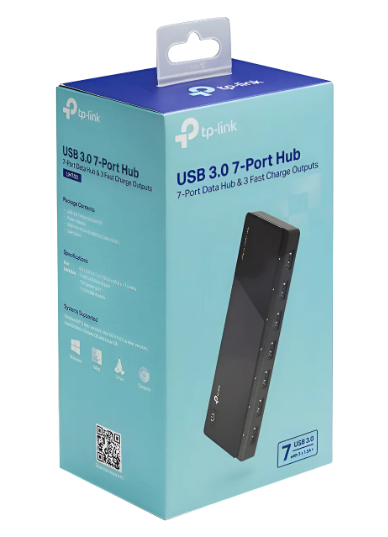 Adaptador de hub USB 3.0 negro TP-Link Uh700 de 7 puertos