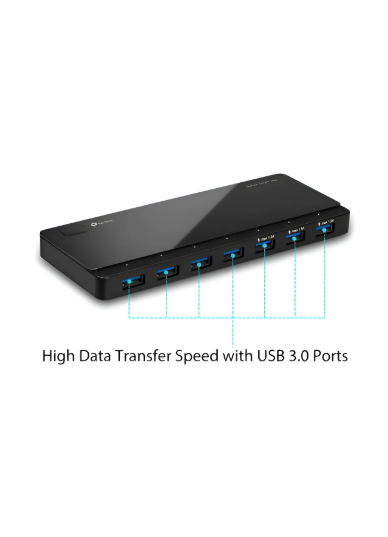 Adaptador de hub USB 3.0 negro TP-Link Uh700 de 7 puertos