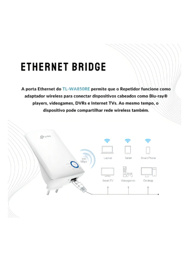 Repetidor de señal inalámbrico TP-Link Ti-WA850re, 300 Mbps, Wi-Fi, color blanco