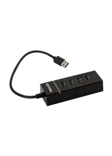 Hub Usb 3.0 4 Puertos Con Luz Philco Hb30n Negro