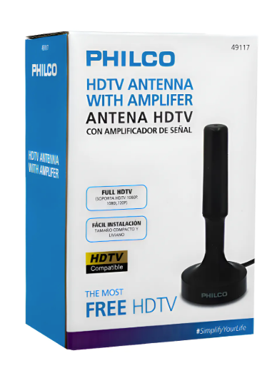 Antena Hdtv Con Amplificador De Señal Philco Negro