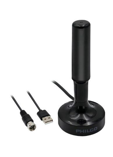 Antena Hdtv Con Amplificador De Señal Philco Negro