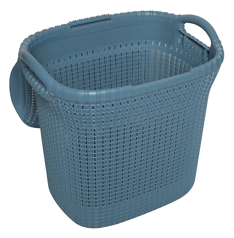 Cesto Canasto Para Ropa Khipu 60 Lts Con Tapa Color Azul Acero