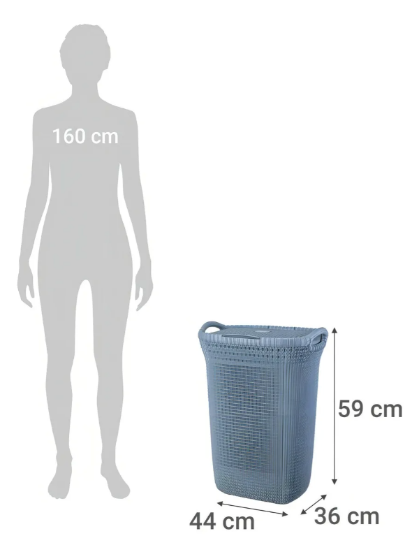 Cesto Canasto Para Ropa Khipu 60 Lts Con Tapa Color Azul Acero