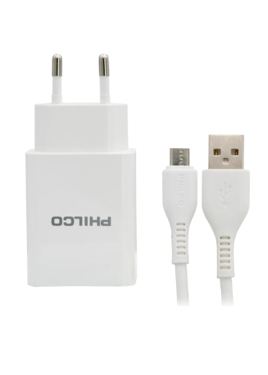 Cargador 2usb Carga Rápida 2.1a Conector Tipob Philco R2100 Color Blanco