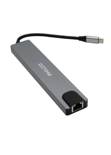 Hub Adaptador Multifuncion 8 En 1 Usb-c Philco Color Negro
