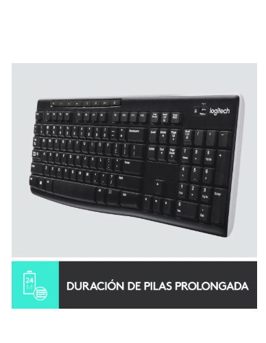 Teclado Inalámbrico Logitech K270 Receptor 2.4 Ghz Negro Idioma Español