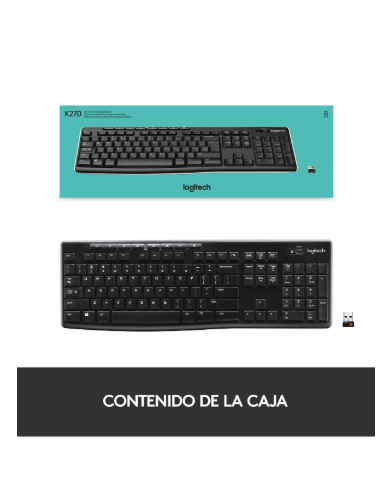 Teclado Inalámbrico Logitech K270 Receptor 2.4 Ghz Negro Idioma Español