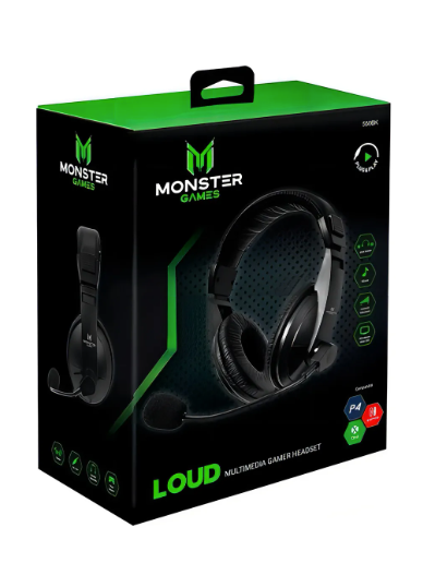 Audifono Gamer Monster 550bk Multiplataforma- Revogames Color Negro