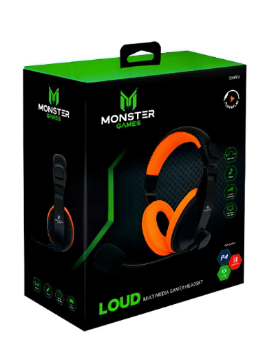Audifono Gamer Monster Ps4/xbox/switch Con Microfono Naranjo Color Naranja