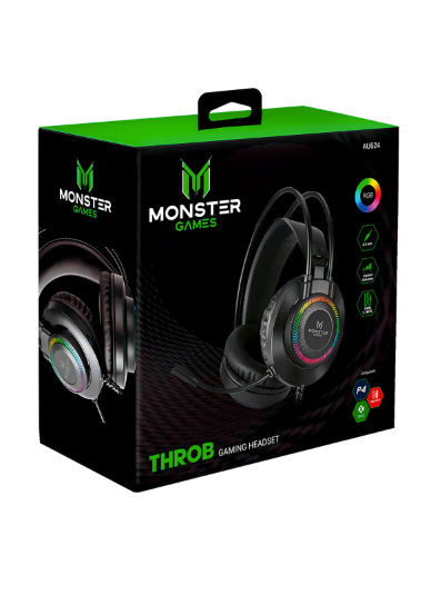 Audifono Gamer Monster Throb Rgb Ps4/ X-one/ Switch Color Negro