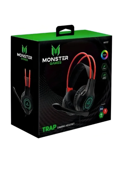 Au727 Headset Gamer Monster Trap Color Negro