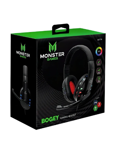 Auriculares Monster Gamer Bogey Mic Rgb Usb Aux Pc Ps4