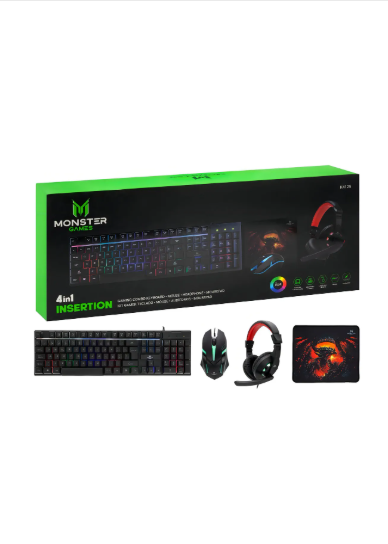 Kit De Teclado Mouse Gamer Monster Games Crew Insertion 4in1