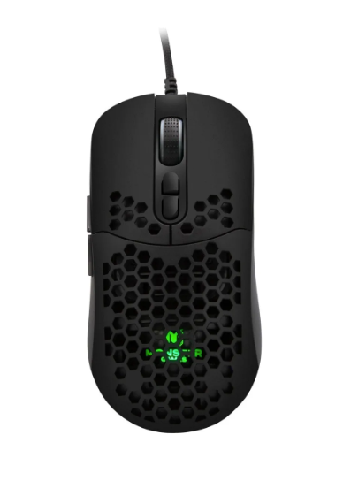 Mouse Gamer Monster Honeycomb Rgb 6 Botones 6400 Dpi Color Negro