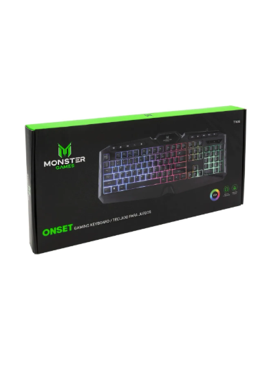 Teclado Gamer de membrana Onset T1026 Rgb en español Color Negro Monster Games