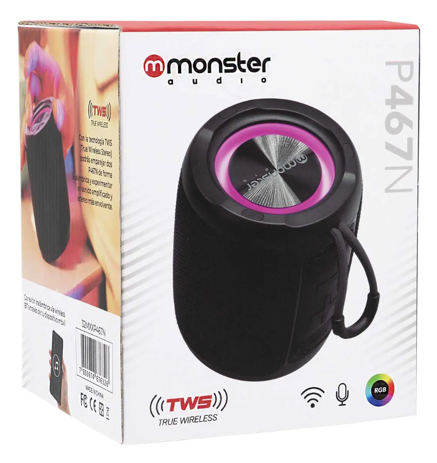 Parlante Bluetooth Tws P467n Monster Audio Negro