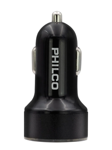 Cargador Auto Qc 3.0 Usb + Usb C Con Pantalla Led Philco Color Negro
