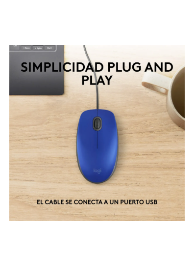 Mouse Alambrico Usb Logitech M110 Blue Silencioso Color Azul