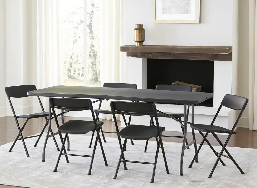 Mesa Plegable Transportable Lavable Camping Color Negro