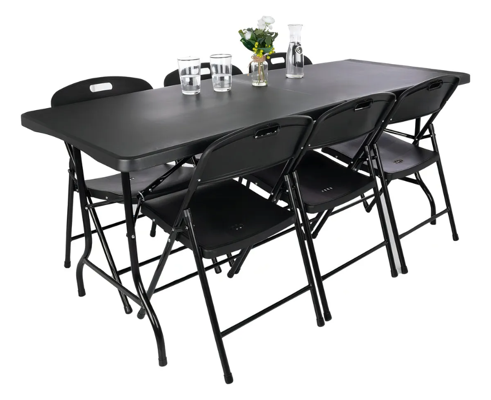 Mesa Plegable Transportable Lavable Camping Color Negro