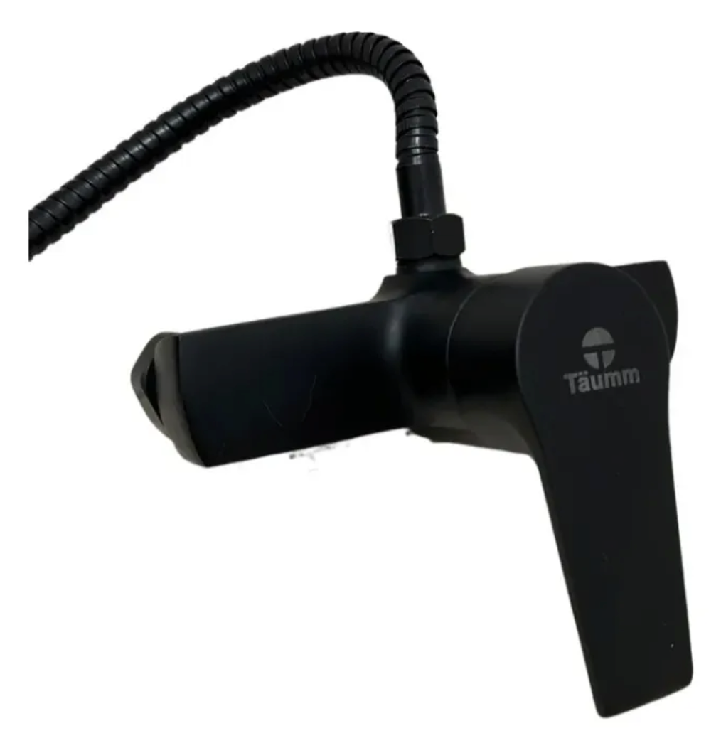 Monomando Llave Ducha Negro Notte Taumm Flexible 1,5 Mts