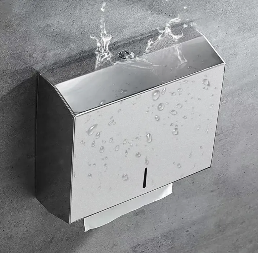 Dispensador De Papel Interfoliado Acero Diseño Liso Corto Acero Inoxidable