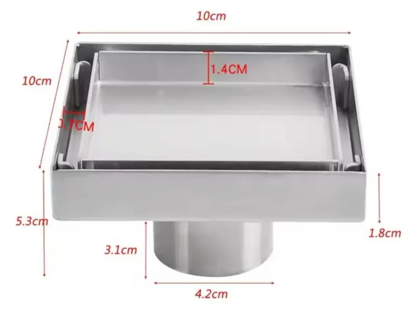 Desague Rejilla Al Piso Invisible 10 X 10cm Acero Inoxidable