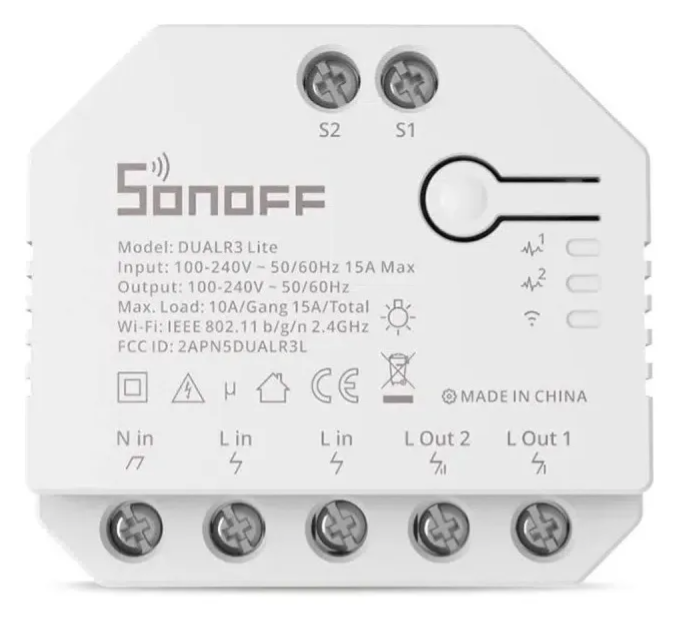Sonoff Dualr3 Lite interruptor wifi de dos canales y control de motor