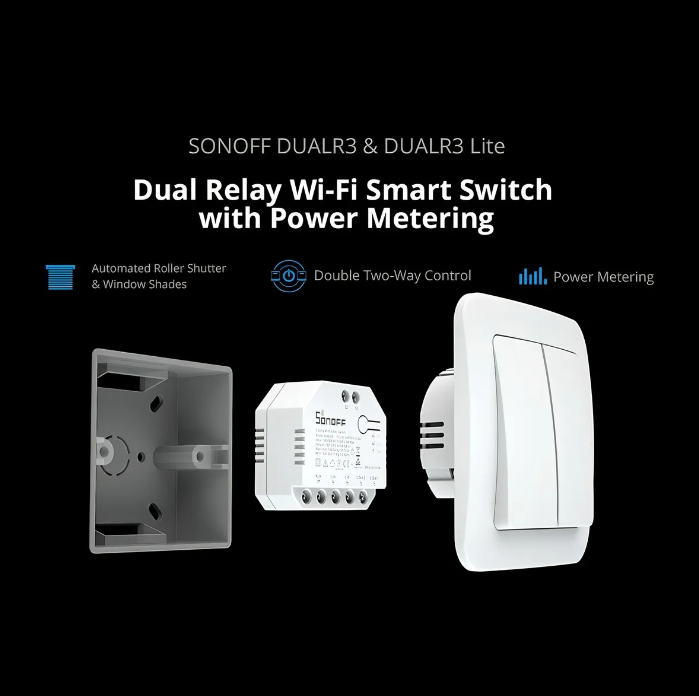 Sonoff Dualr3 Lite interruptor wifi de dos canales y control de motor