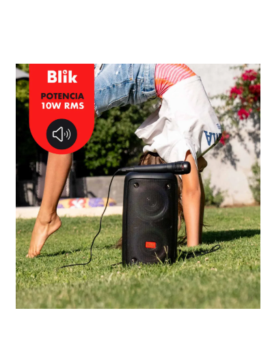 Parlante Karaoke Blik Voice3 Bluetooth Con Micrófono Color Negro