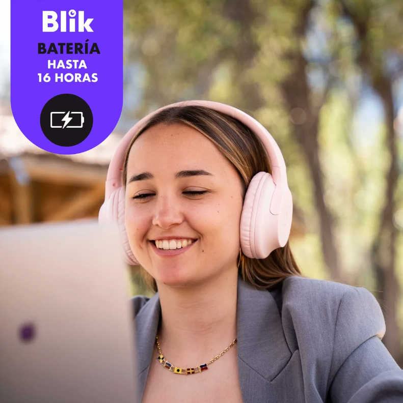 Audífonos Bluetooth Blik Soul250 16 Hrs Rosado Color Rosa