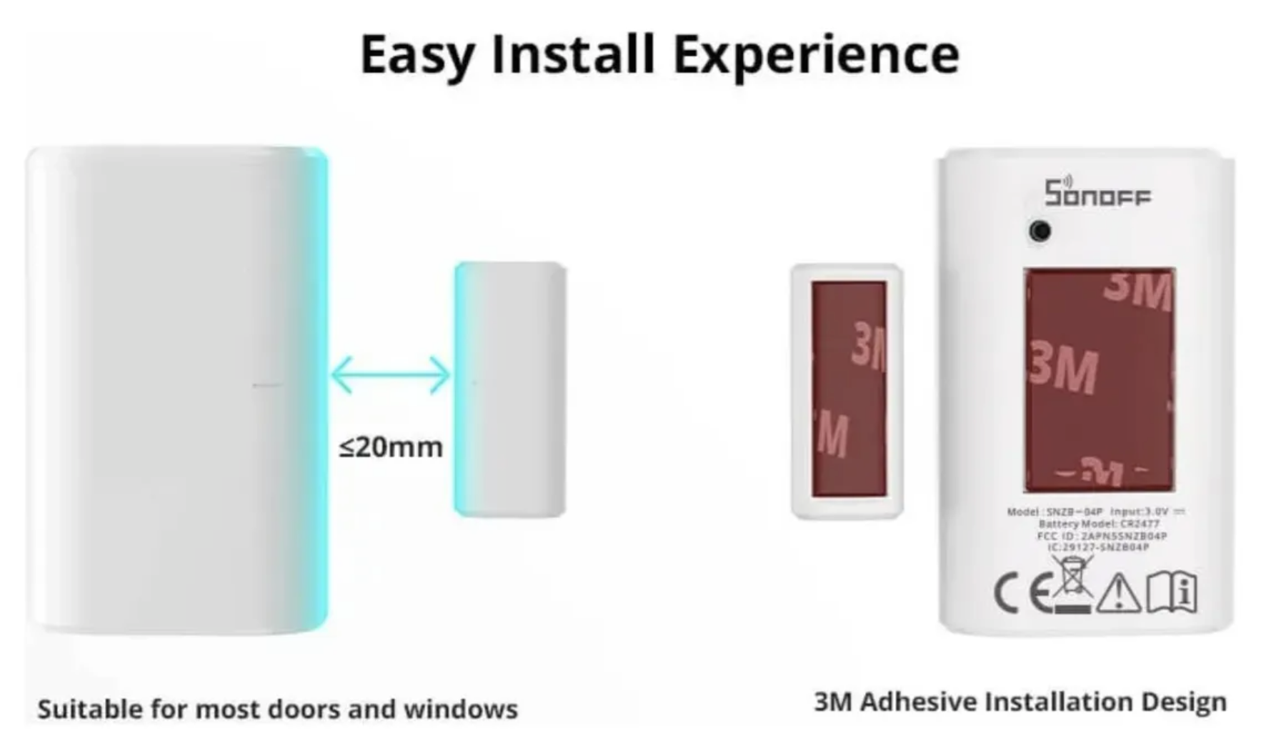 Sensor De Puertas Y Ventanas Zigbee - Sonoff Snzb-04p Blanco