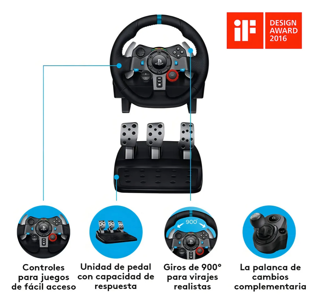 Volante para videojuegos Logitech G29 G29 DRIVING FORCE color negro